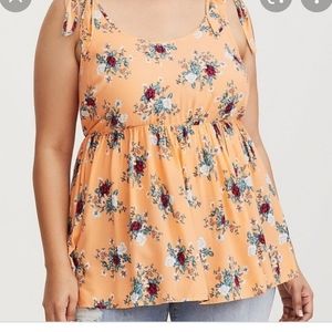 Orange flowered tank top